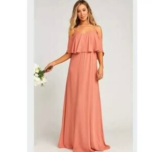 Show Me Your MuMu Caitlin Ruffle Maxi Dress Dune Chiffon Size‎ Medium